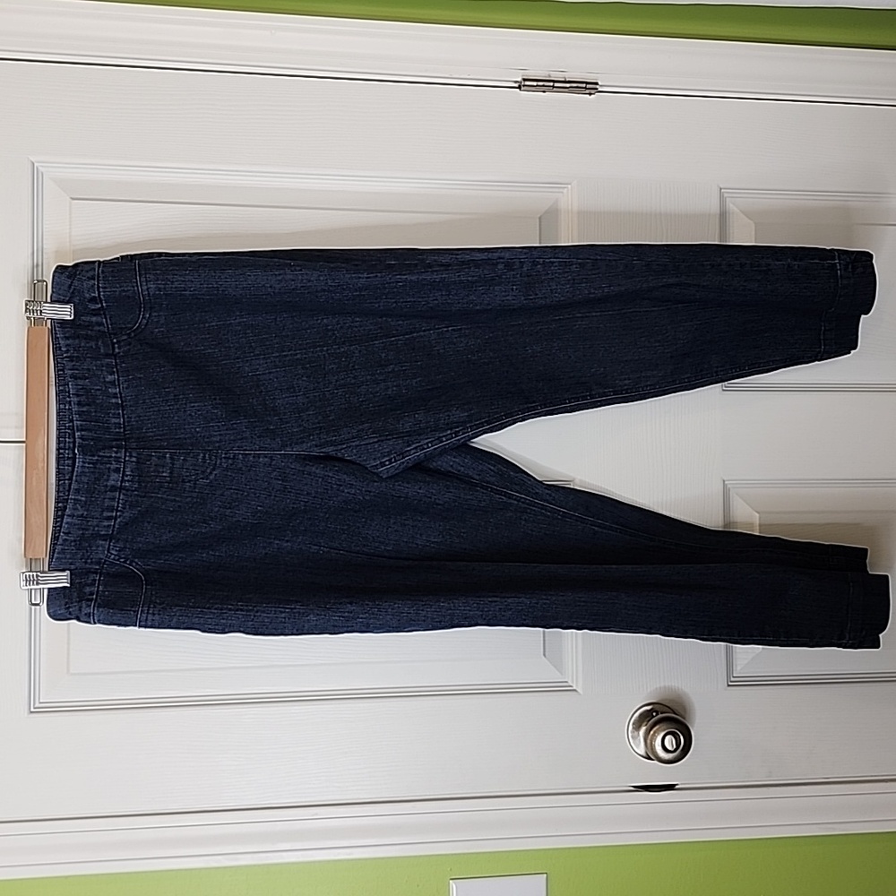 Soft Surroundings High Waisted Pull On Denim Pants With Stretch, Size Medium